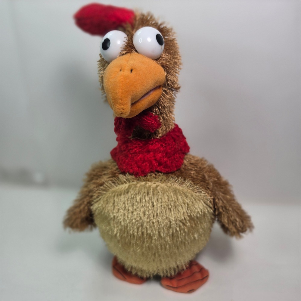 Beverly Hills Teddy Bear Co Crazy Cluck Chicken Plush Sings Mouth Moves 11"